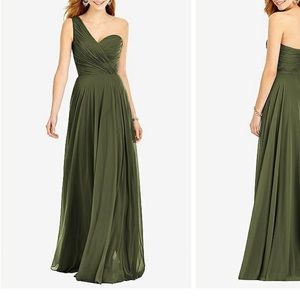 One-shoulder draped chiffon maxi dress - Dani Dessy Group